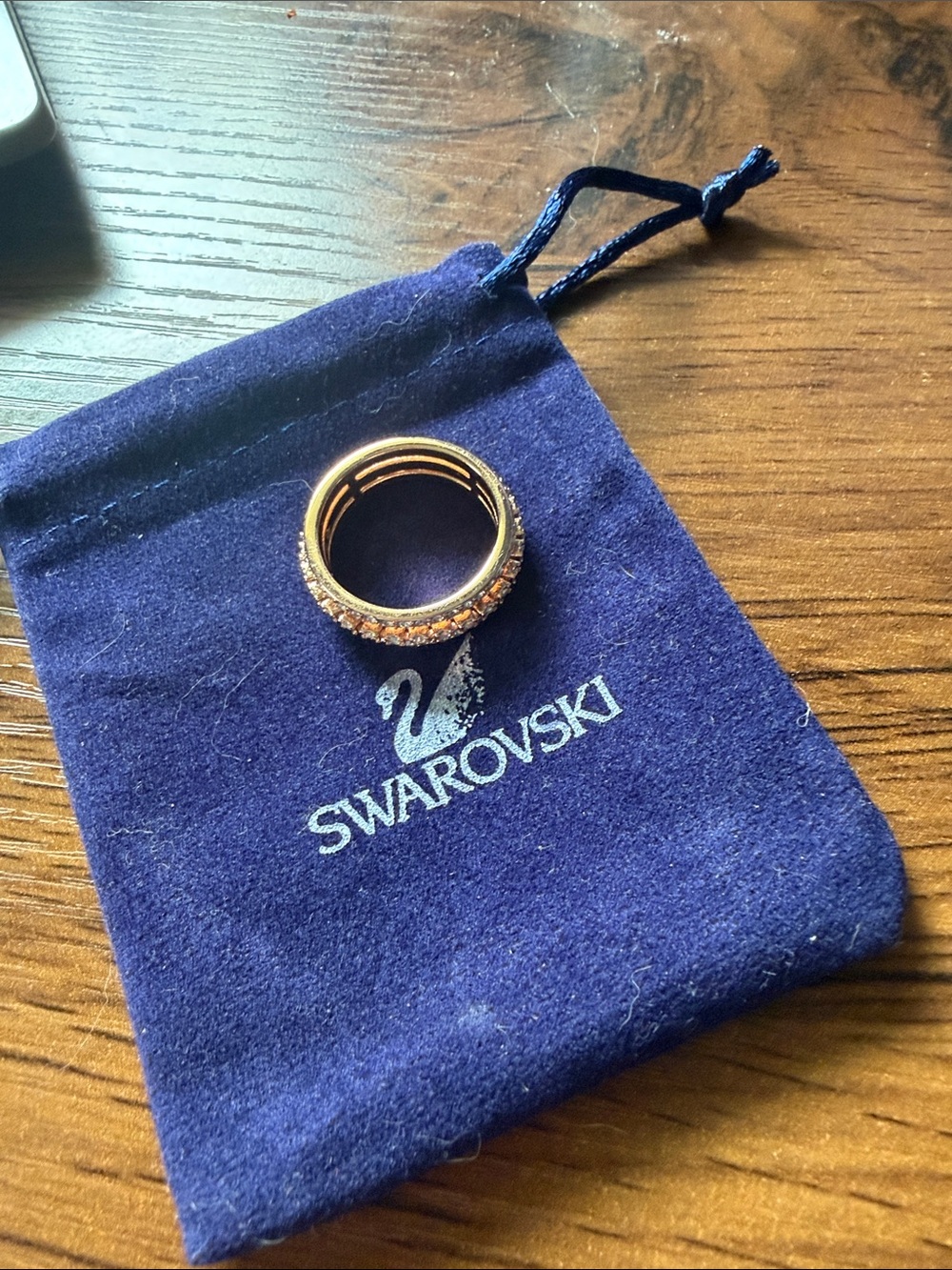 Swarovski Rose Gold Tone Triple Crystal Stack Ring